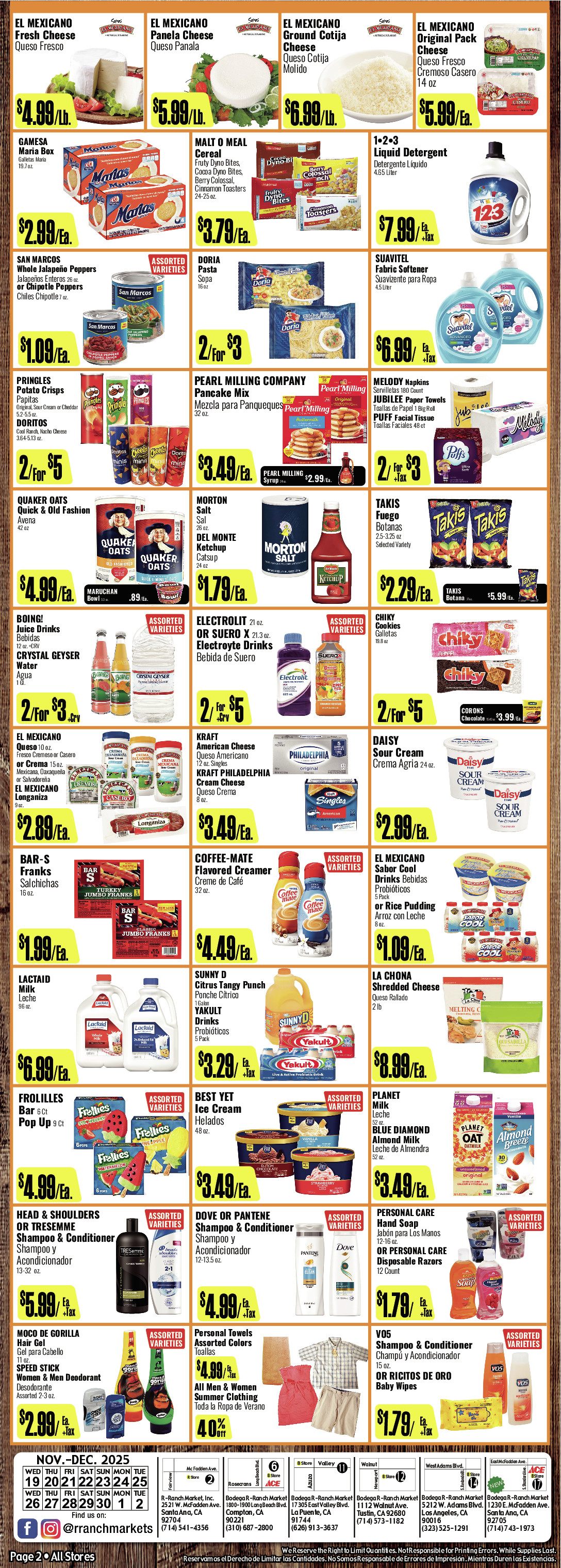 Bodega R Ranch Market Weekly AD 2 Page. valid thruogh 11/19/2025 - 12/02/2025