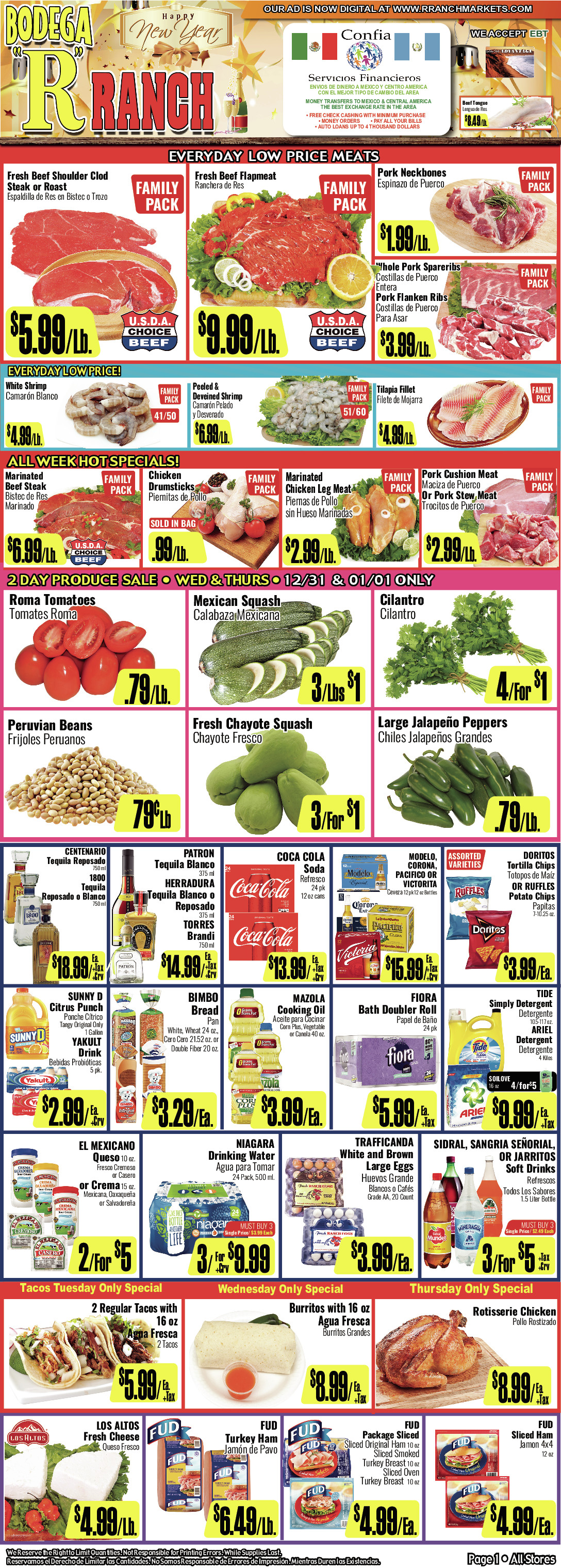 Bodega R Ranch Market Weekly AD 1 Page. valid thruogh 12/31/2025 - 01/13/2026