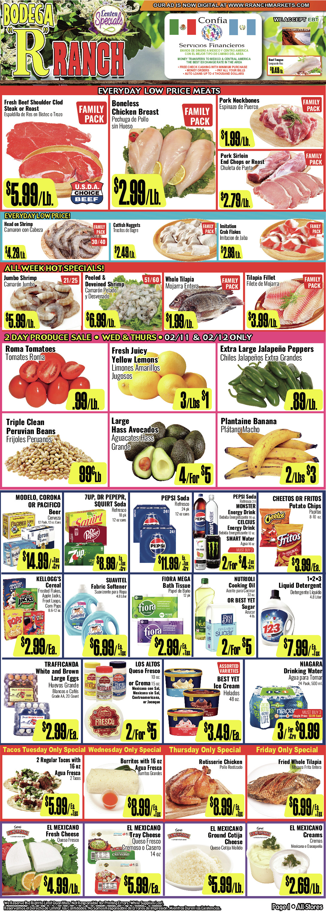 Bodega R Ranch Market Weekly AD 1 Page. valid thruogh 02/11/2026 - 02/24/2026
