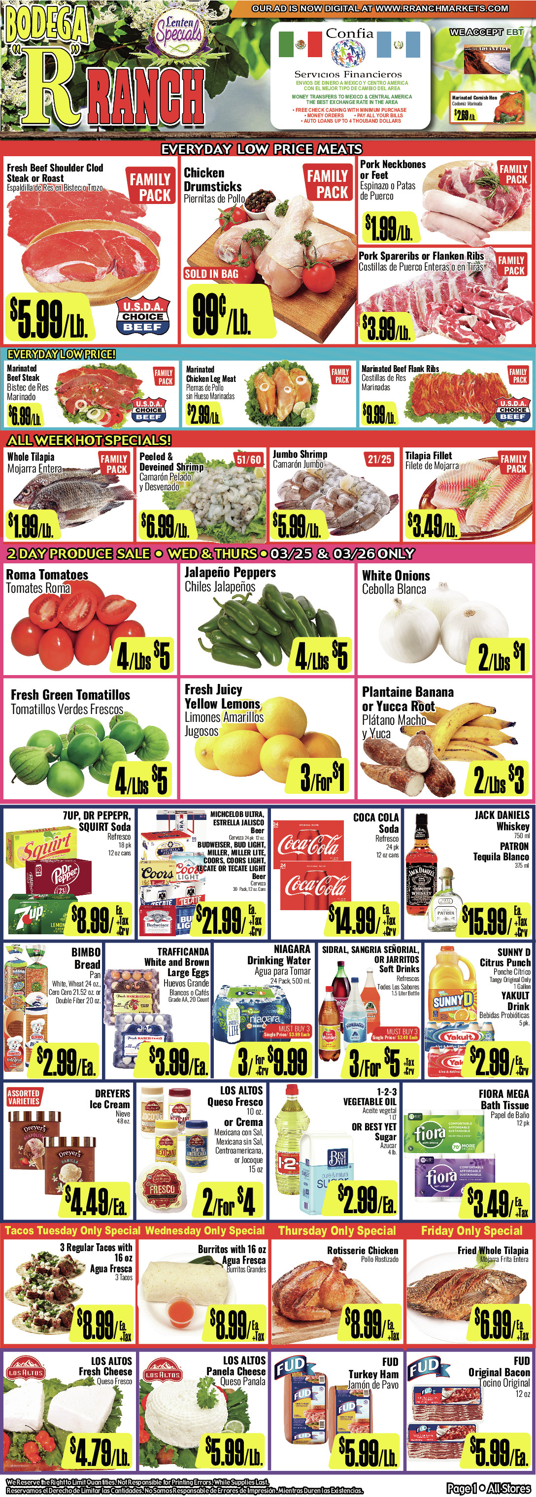Bodega R Ranch Market Weekly AD 1 Page. valid thruogh 03/25/2026 - 04/07/2026