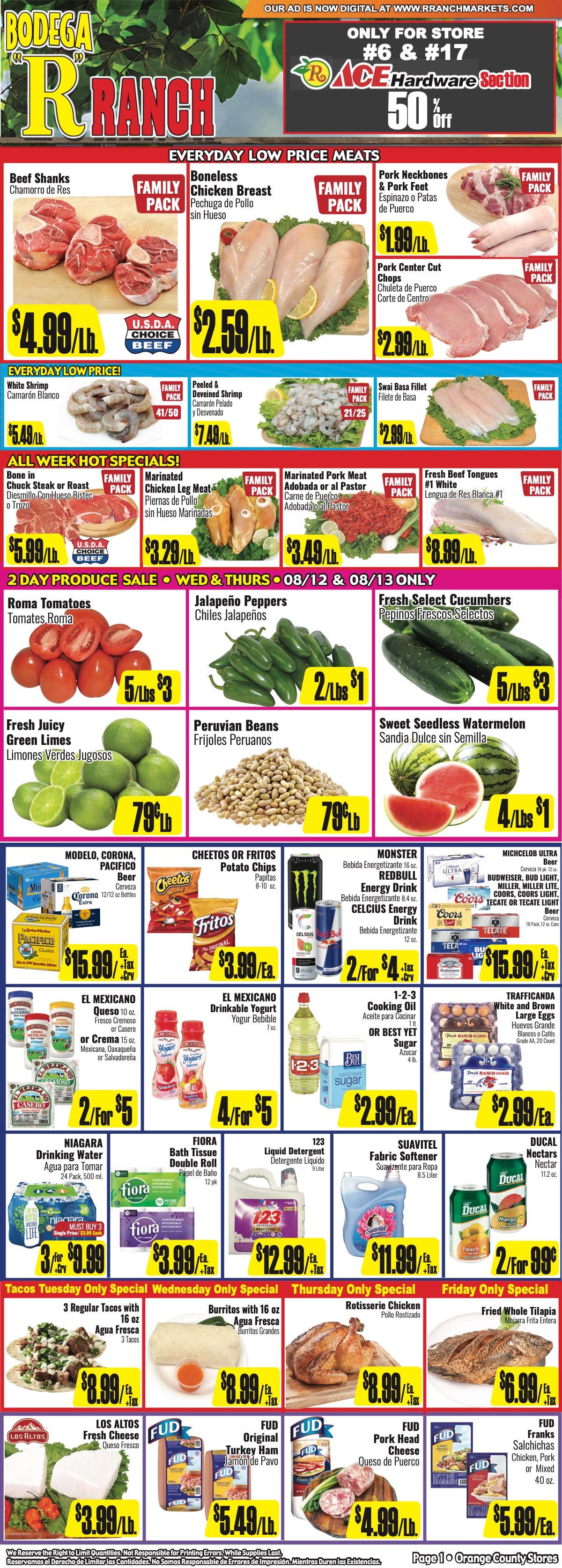 Bodega R Ranch Market Weekly AD 1 Page.