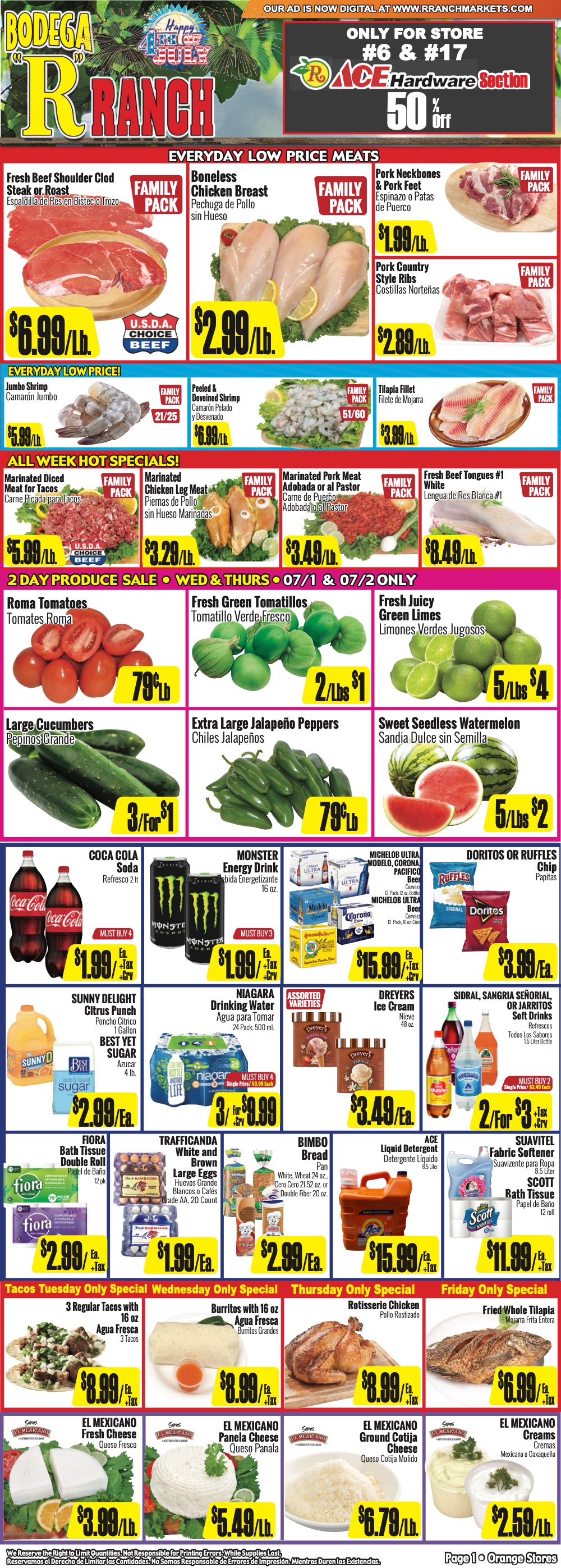 Bodega R Ranch Market Weekly AD 1 Page.